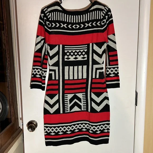 Flying Tomato Aztec Knit Dress Black and Red - Picture 2 of 9